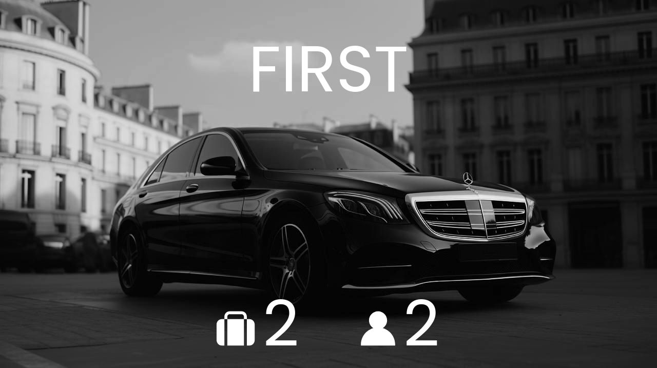 The Mercedes S-Class “First” offers the ultimate level of comfort and discretion for private transfers and airport chauffeur services in Paris.